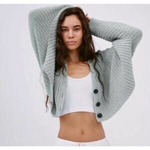 Urban Outfitters Ashlyn Cardigan Batwing Size Large Mint Button Up Polyester